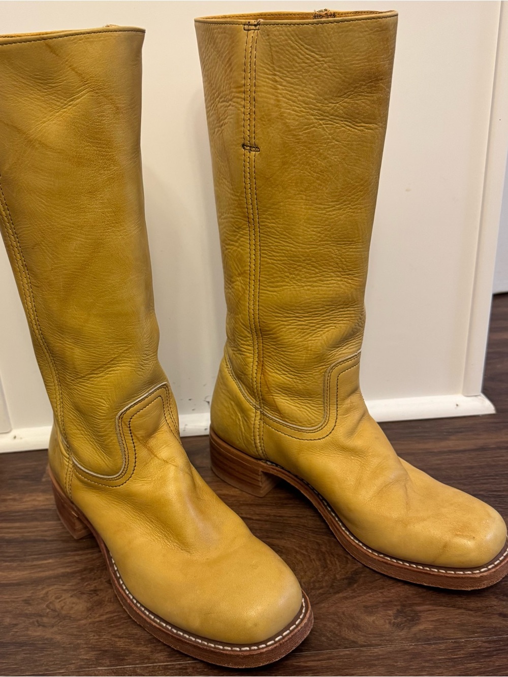 Frye Campus Banana 14L Leather Boots 8.5 Tan Women’s